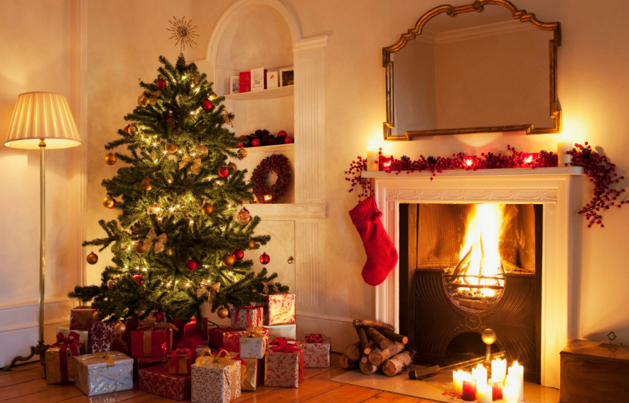 Christmas tree fireplace
